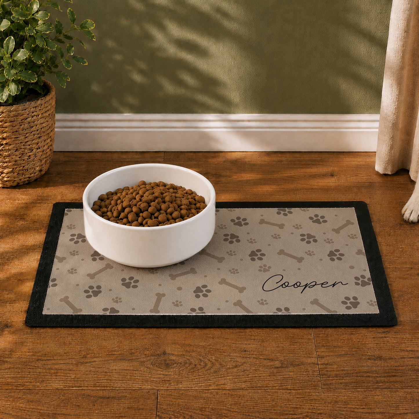 Personalised Brown Dog Icons Pet Bowl Mat