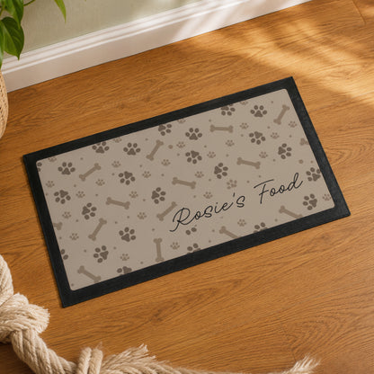 Personalised Brown Dog Icons Pet Bowl Mat