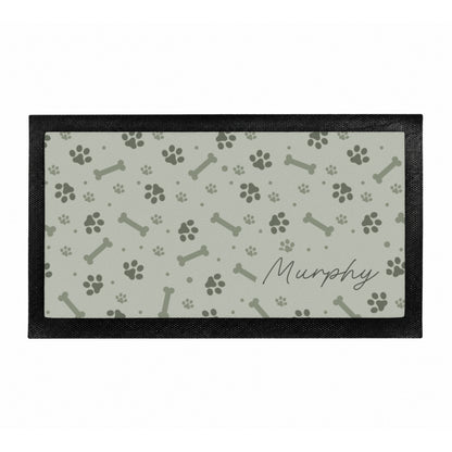 Personalised Grey Dog Icons Pet Bowl Mat