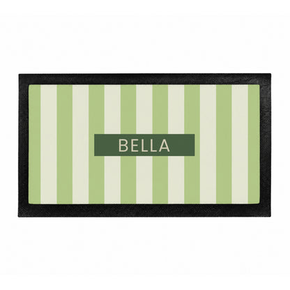 Personalised Green Stripe Pet Bowl Mat