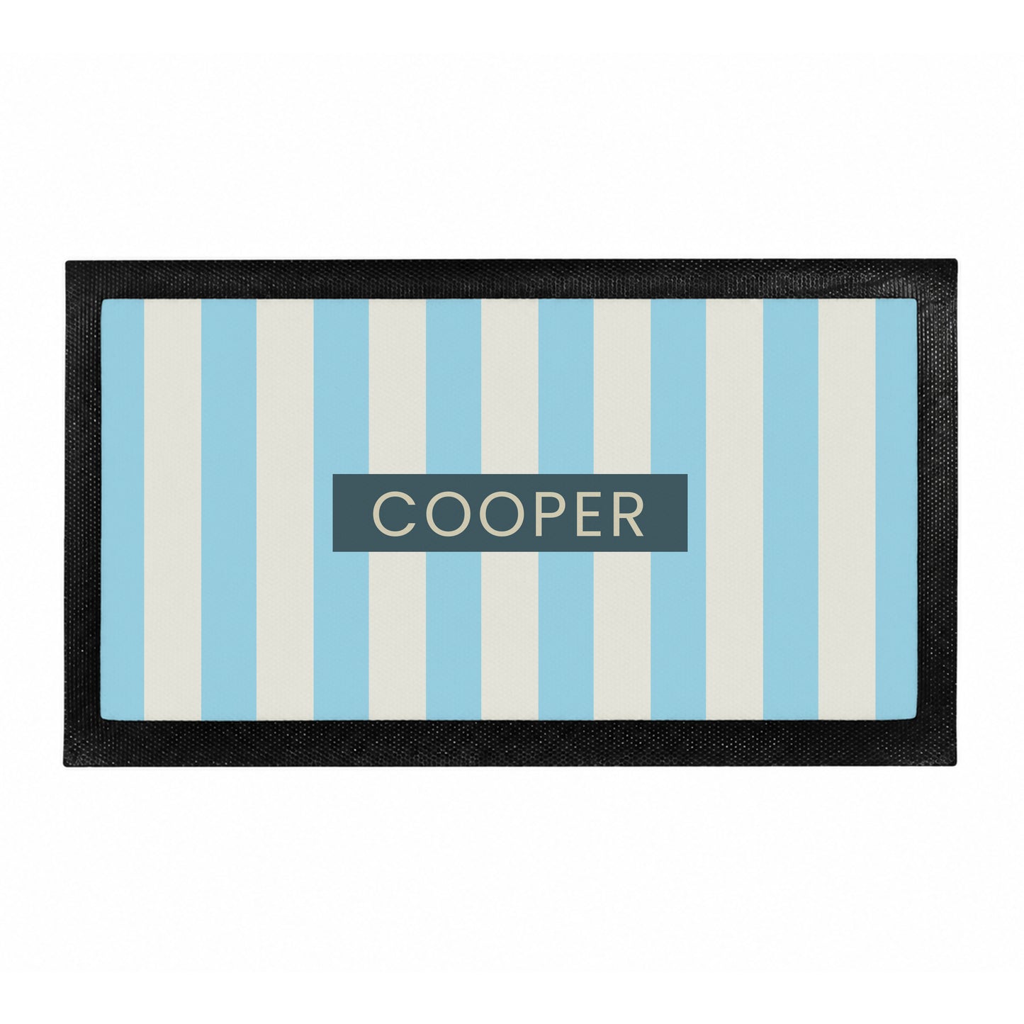 Personalised Blue Stripe Pet Bowl Mat