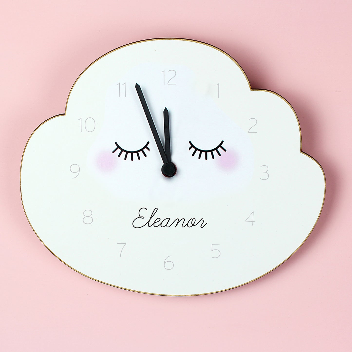 Personalised Eyelash Cloud Shape Wooden Clock