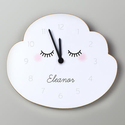 Personalised Eyelash Cloud Shape Wooden Clock