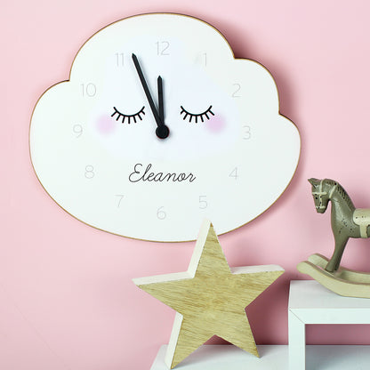 Personalised Eyelash Cloud Shape Wooden Clock