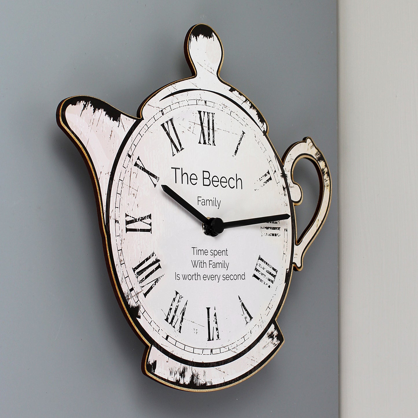 Personalised Teapot Shape Wooden Clock