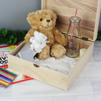 Personalised Colourful Tiny Tatty Teddy Large Wooden Christmas Eve Box