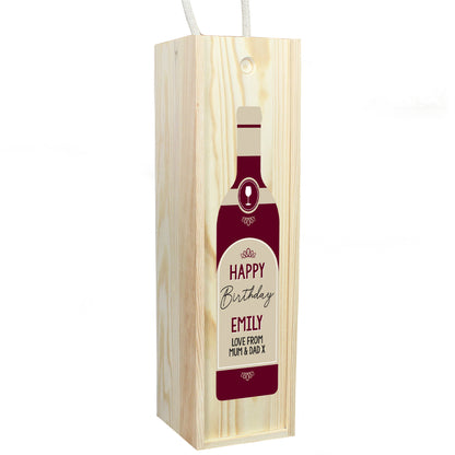 Personalised Free Text Red Wooden Wine Bottle Box