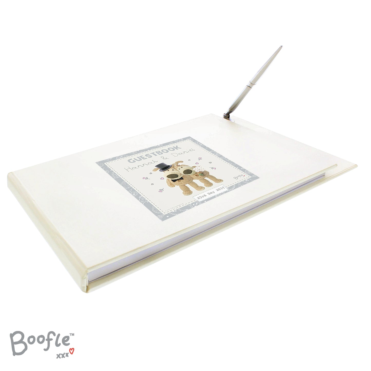 Personalised Boofle Wedding Hardback Guest Book & Pen