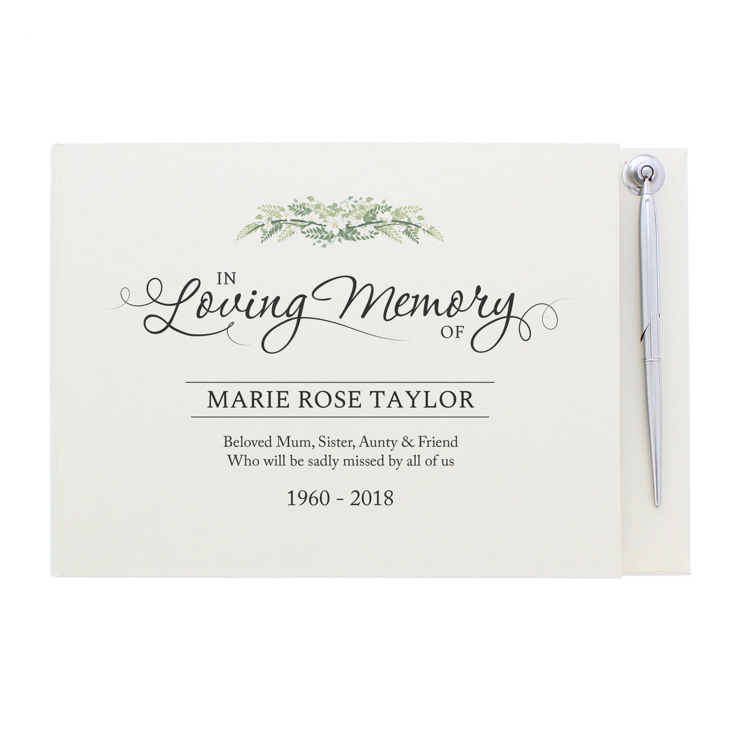 Personalised In Loving Memory Hardback Guest Book & Pen