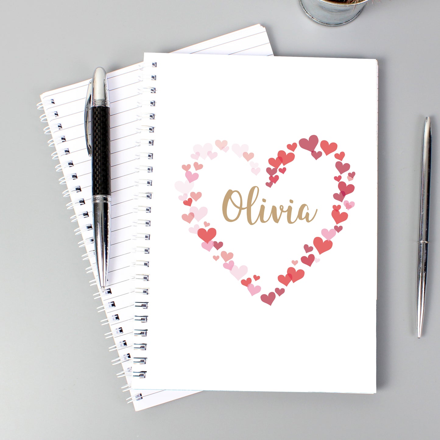 Personalised Confetti Hearts A5 Notebook