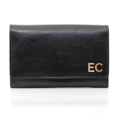 Personalised Gold Initials Black Purse