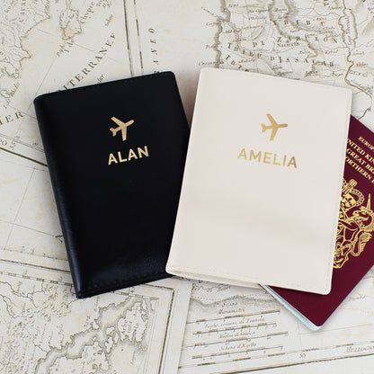 Personalised Gold Name Leather Passport Holders Set