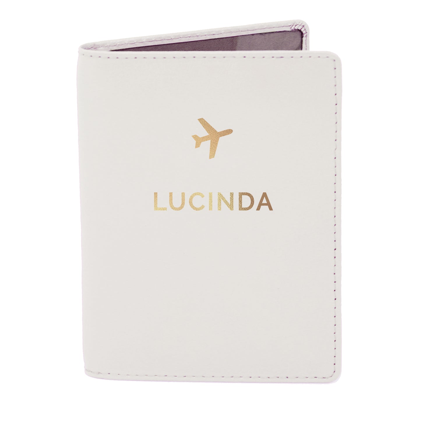 Personalised Gold Name Cream Passport Holder