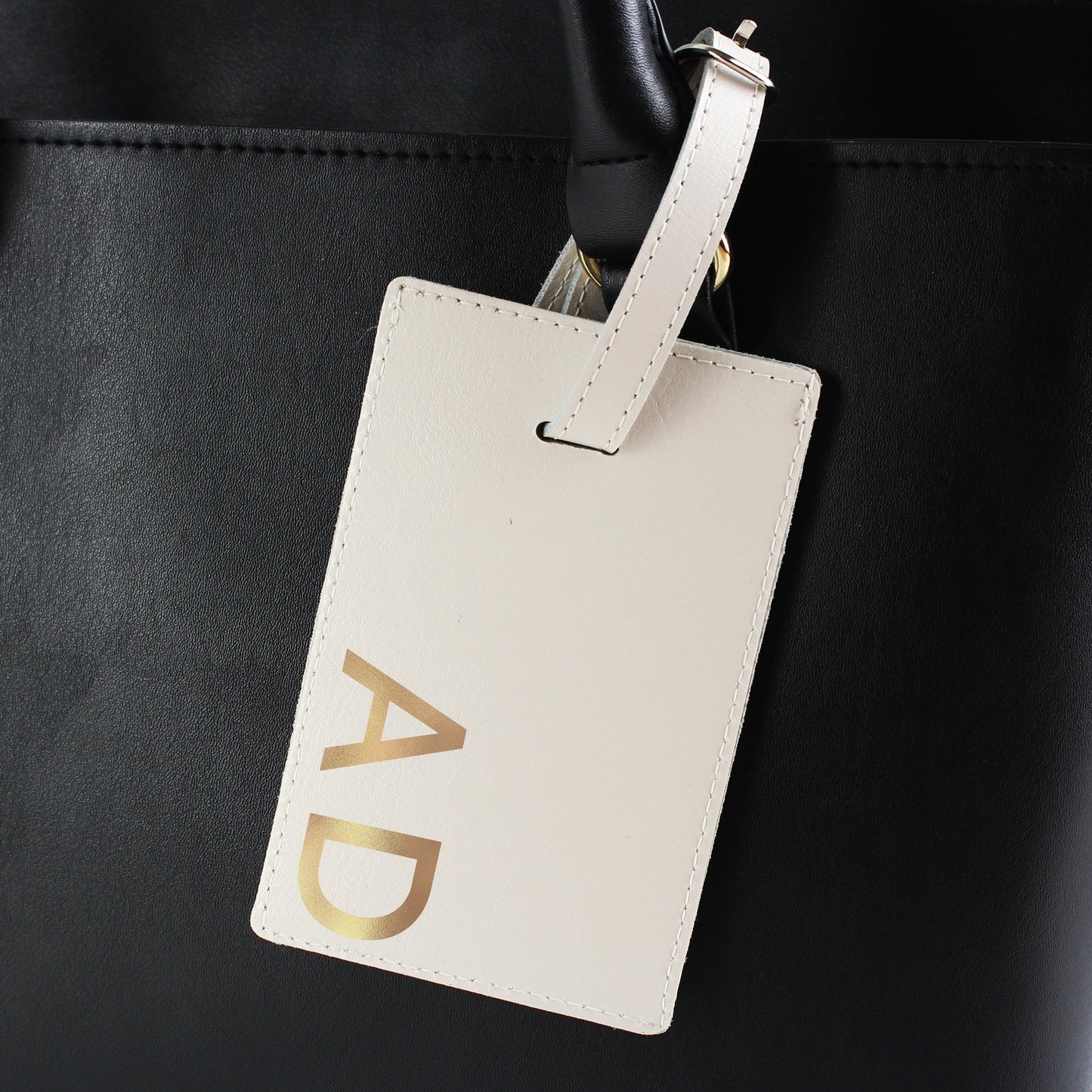 Personalised Gold Initials Cream Luggage Tag