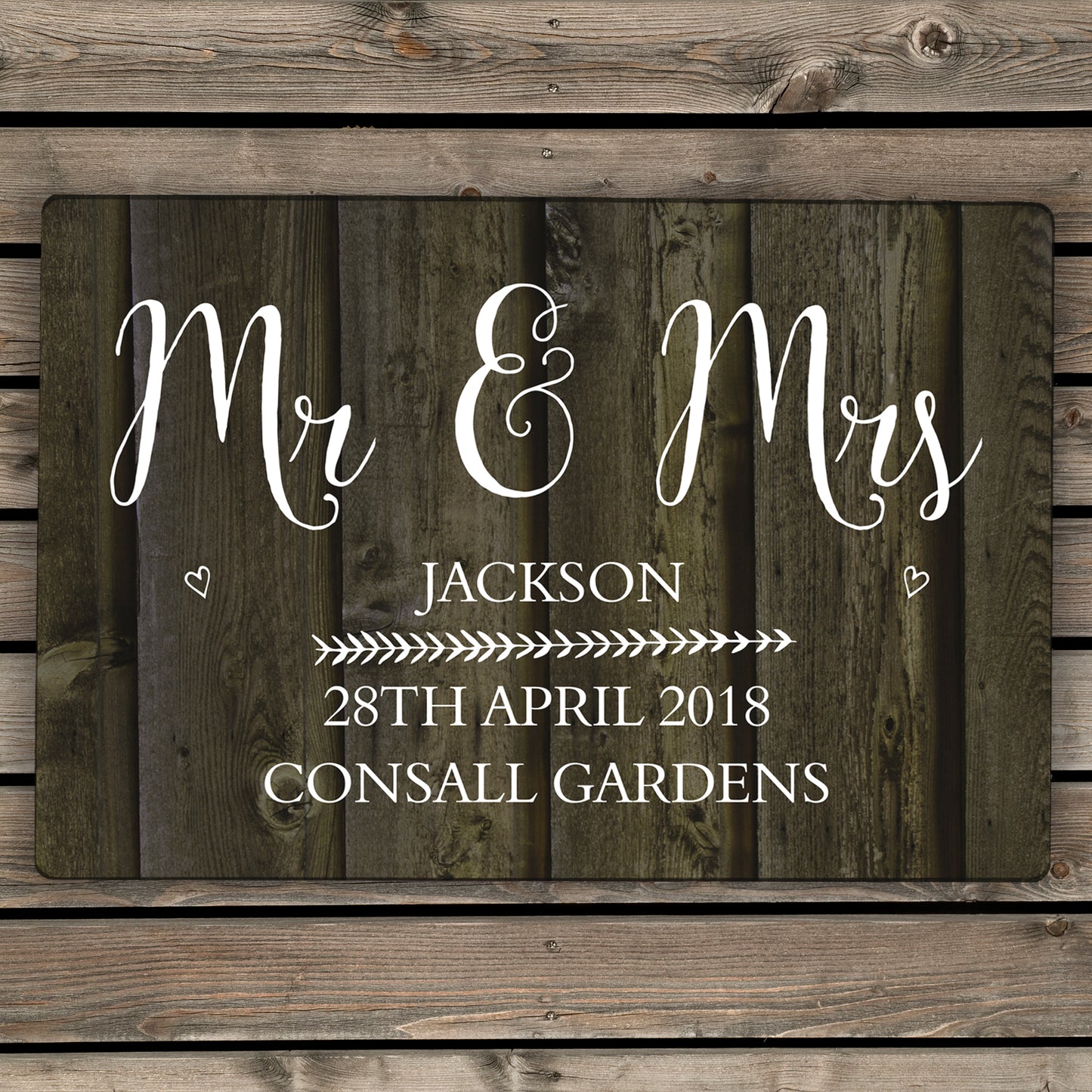 Personalised Walnut Wood Grain Metal Sign