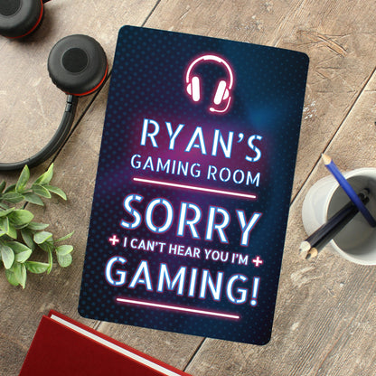 Personalised Gamer Warning Metal Sign