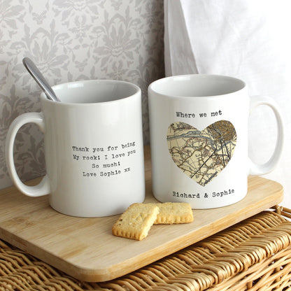 Personalised 1896 - 1904 Revised New Map Heart Mug