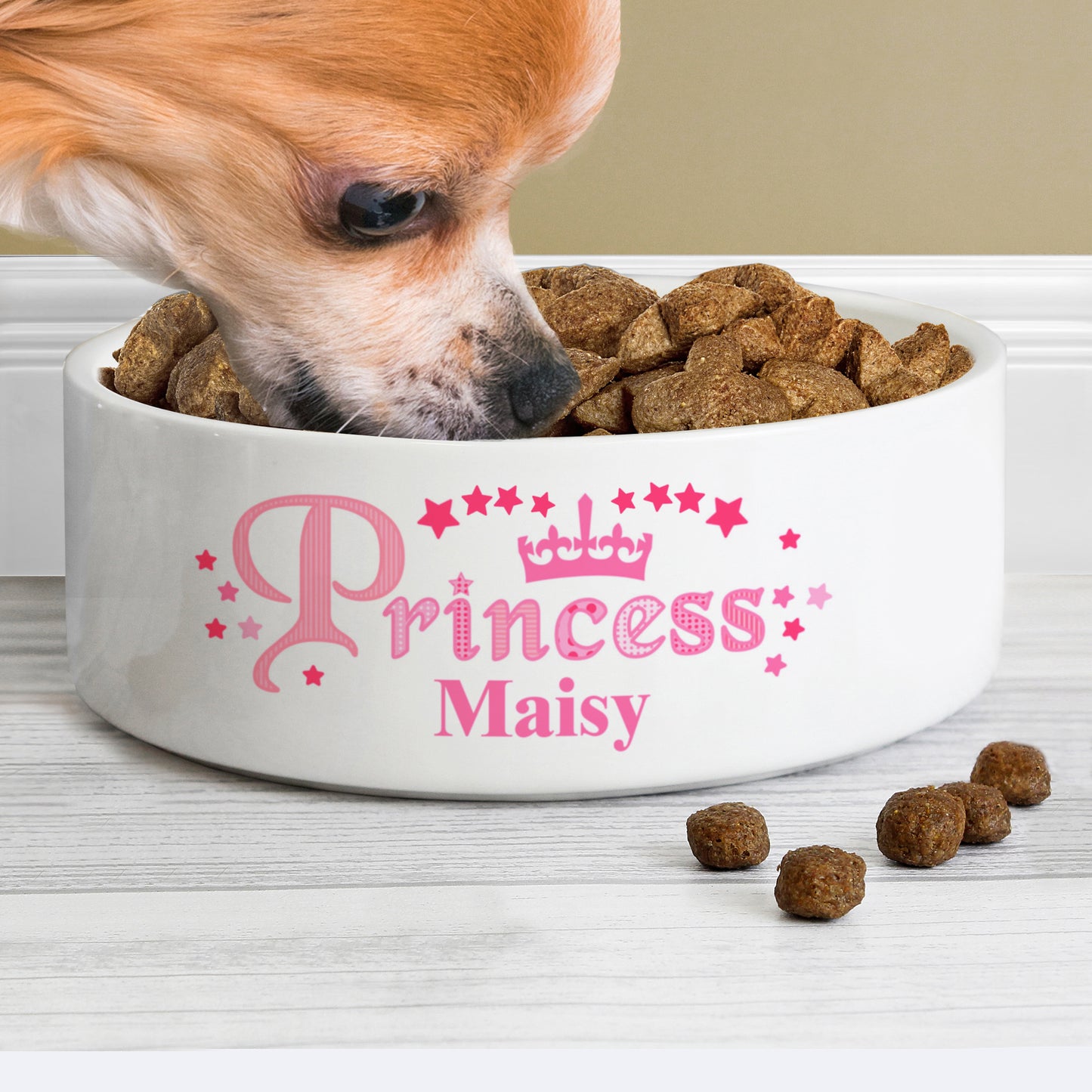 Personalised Princess 14cm Medium White Pet Bowl