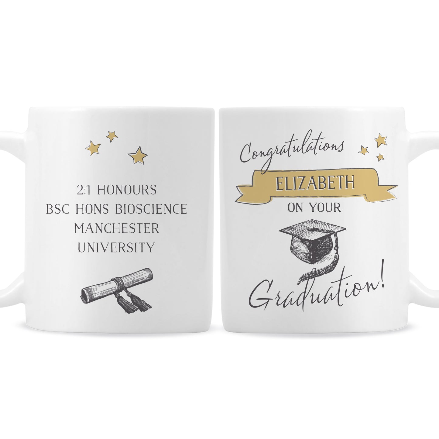 Personalised Gold Star Graduation Mug