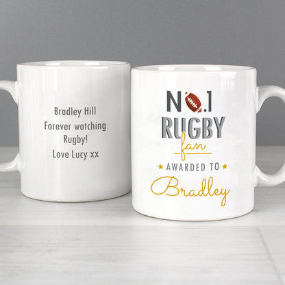 Personalised No.1 Rugby Fan Mug