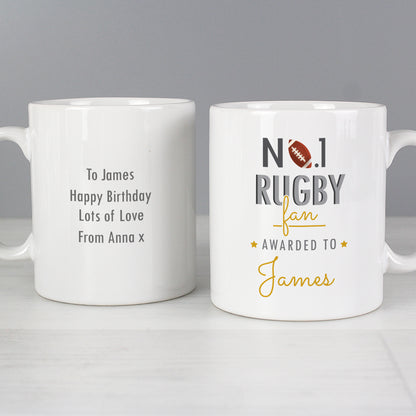 Personalised No.1 Rugby Fan Mug