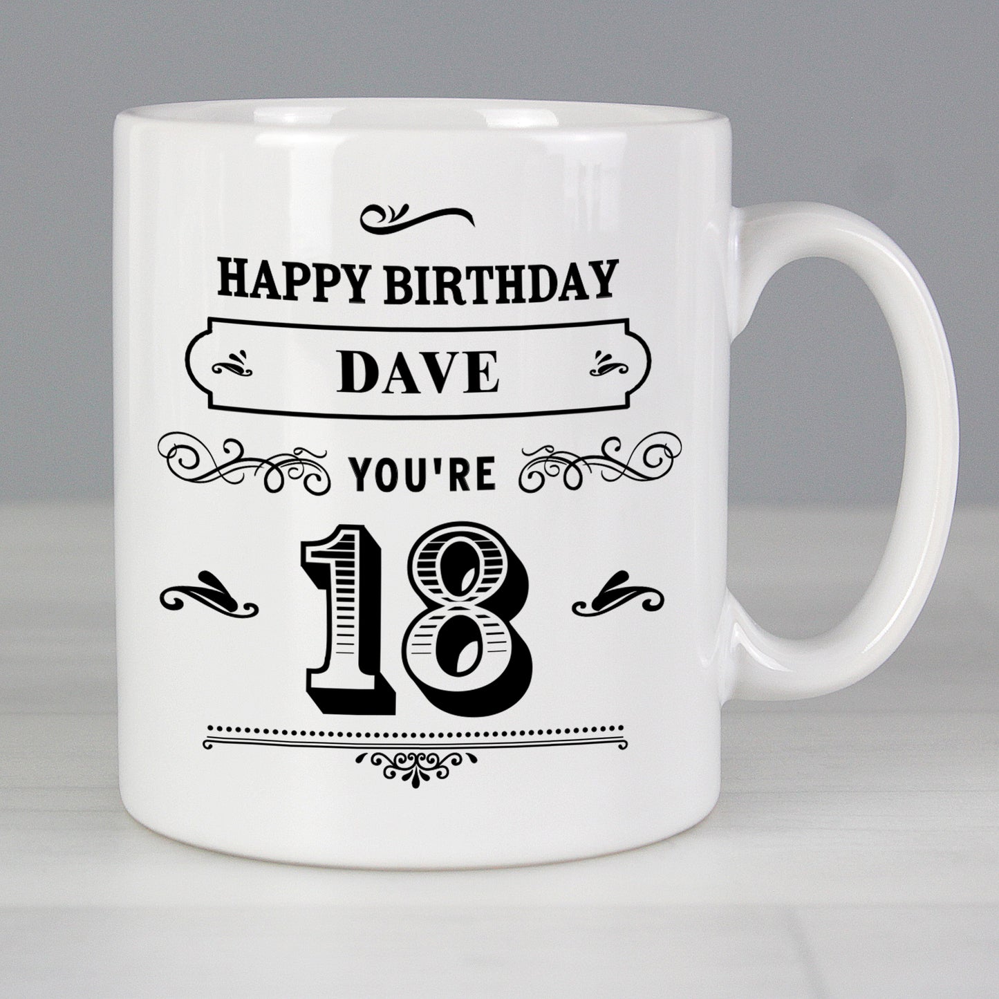 Personalised Birthday Vintage Typography Mug