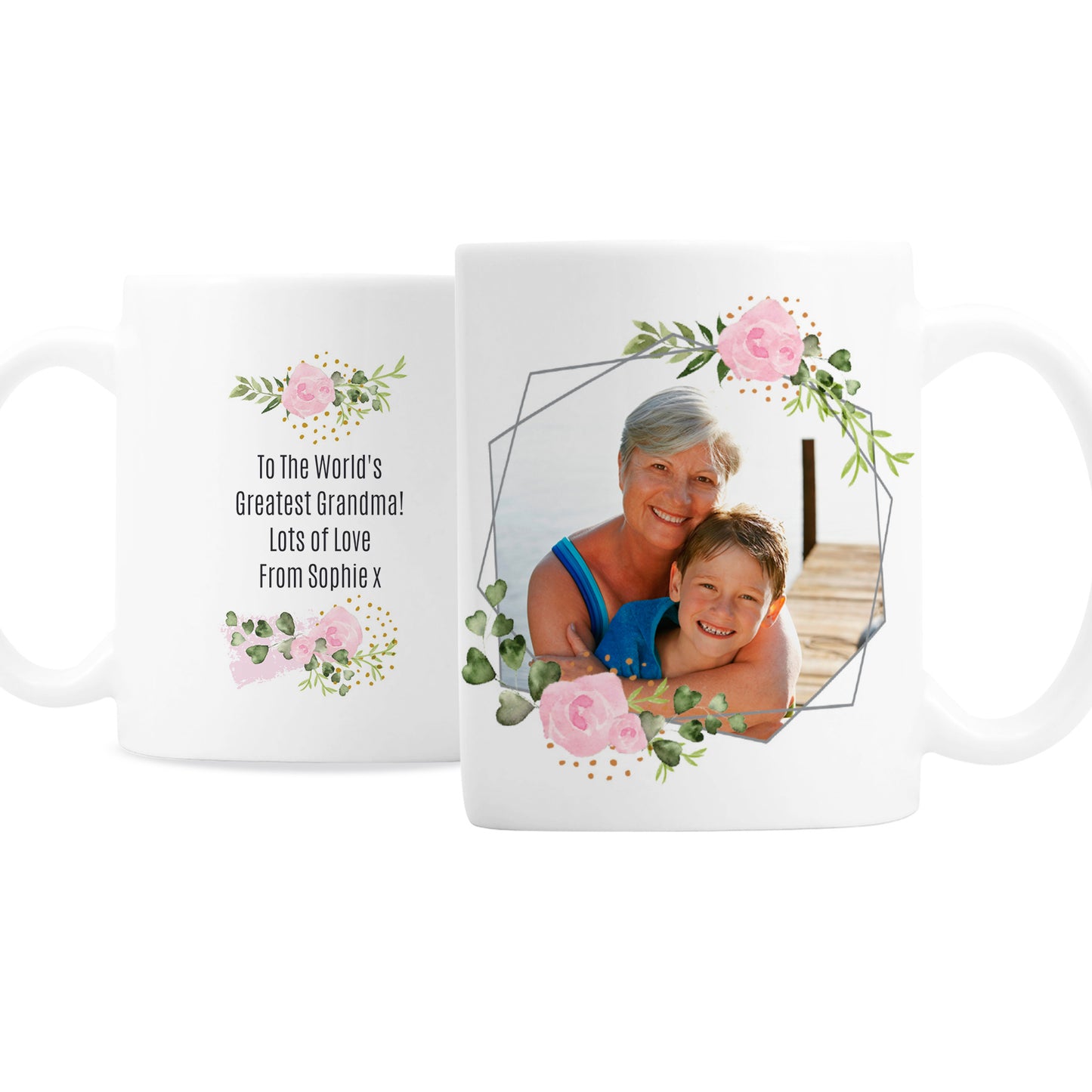 Personalised Floral Abstract Photo Upload Mug