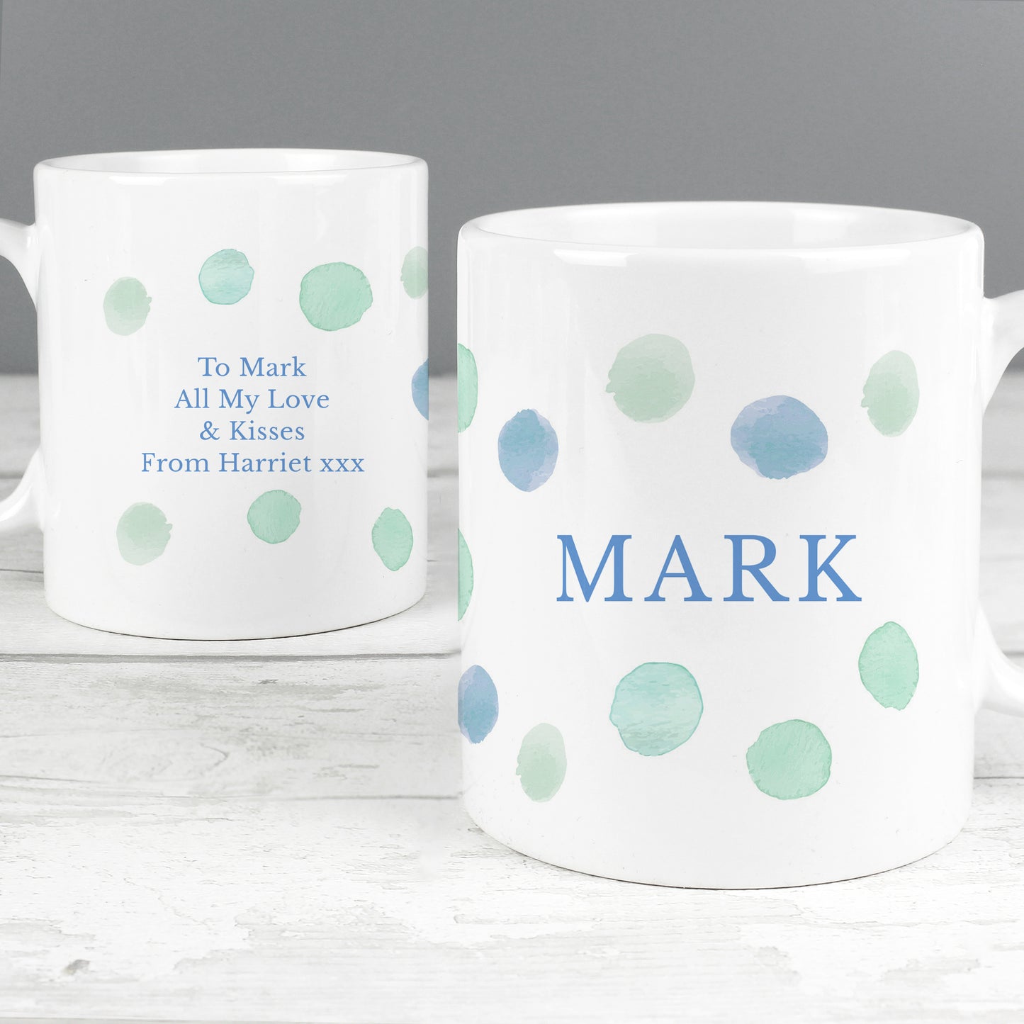 Personalised Blue Spot Mug