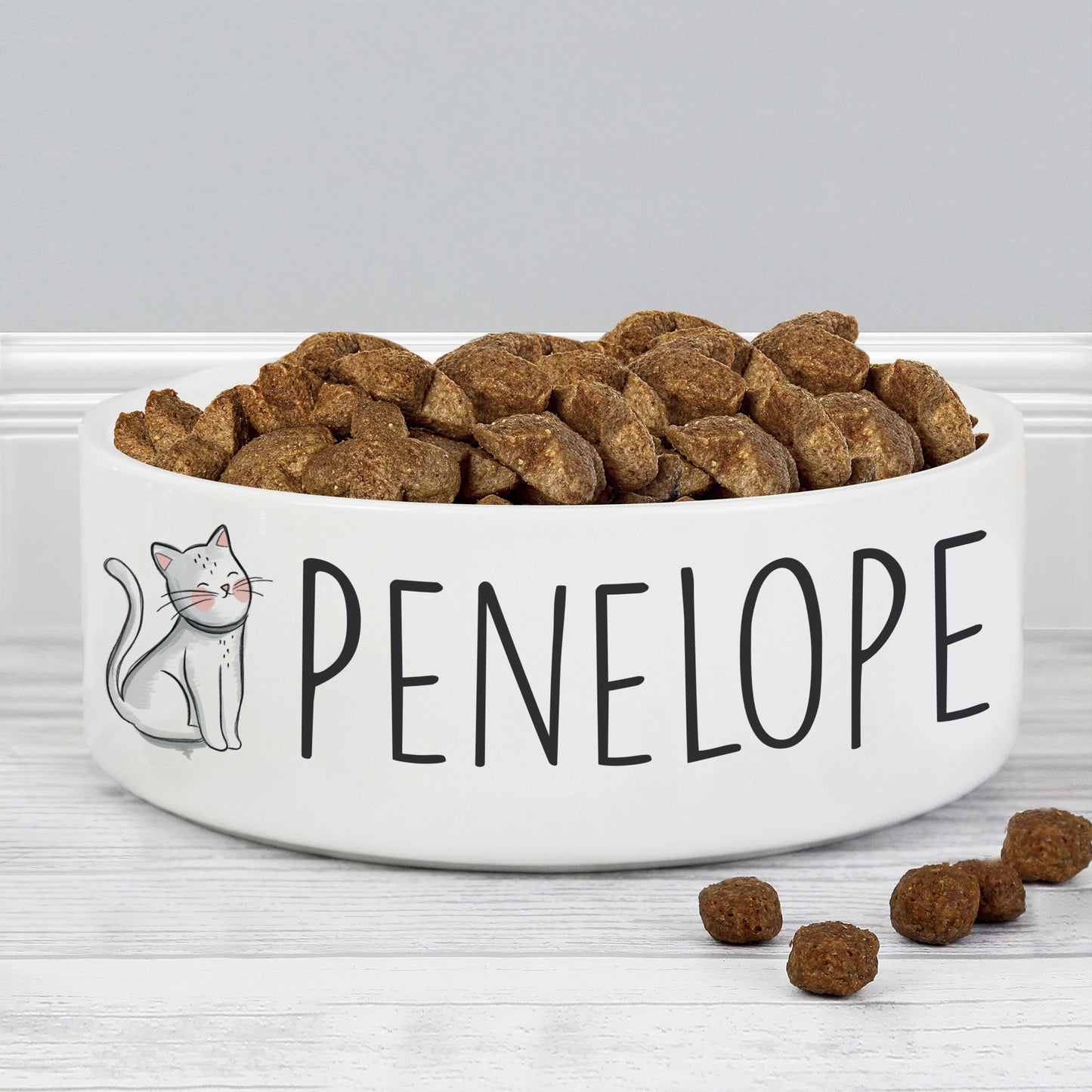 Personalised Scribble Cat 14cm Medium Pet Bowl