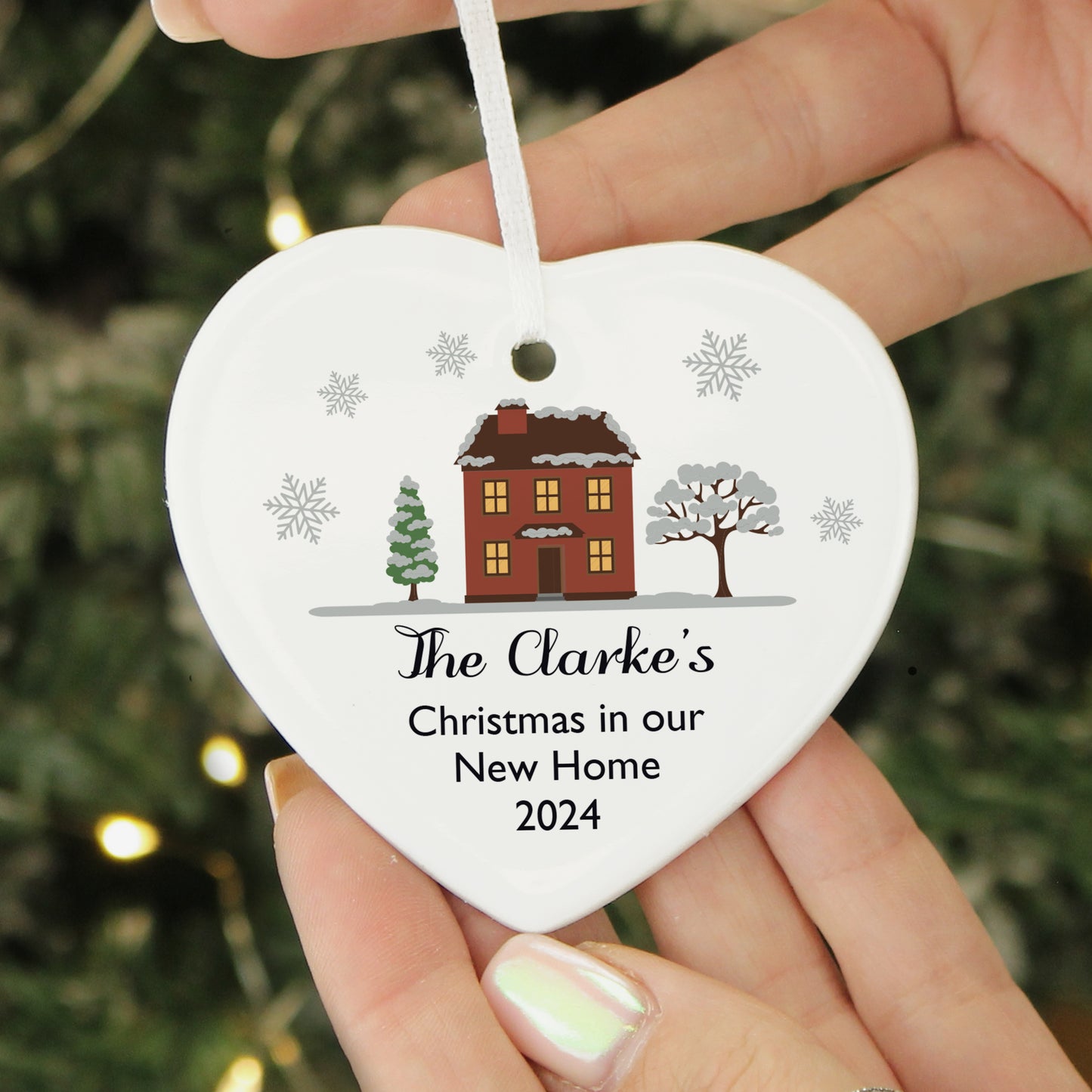 Personalised Cosy Christmas Ceramic Heart Decoration