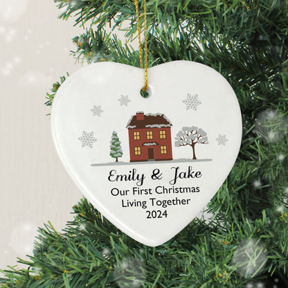 Personalised Cosy Christmas Ceramic Heart Decoration