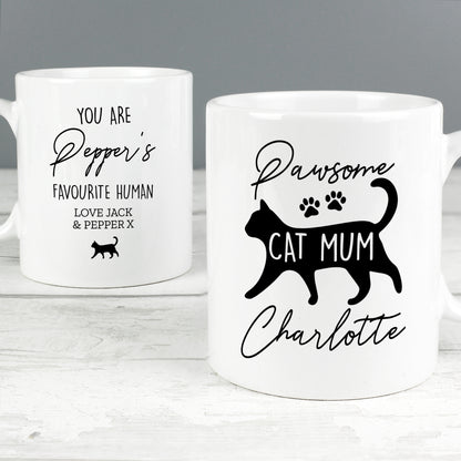 Personalised Pawsome Cat Mum Mug