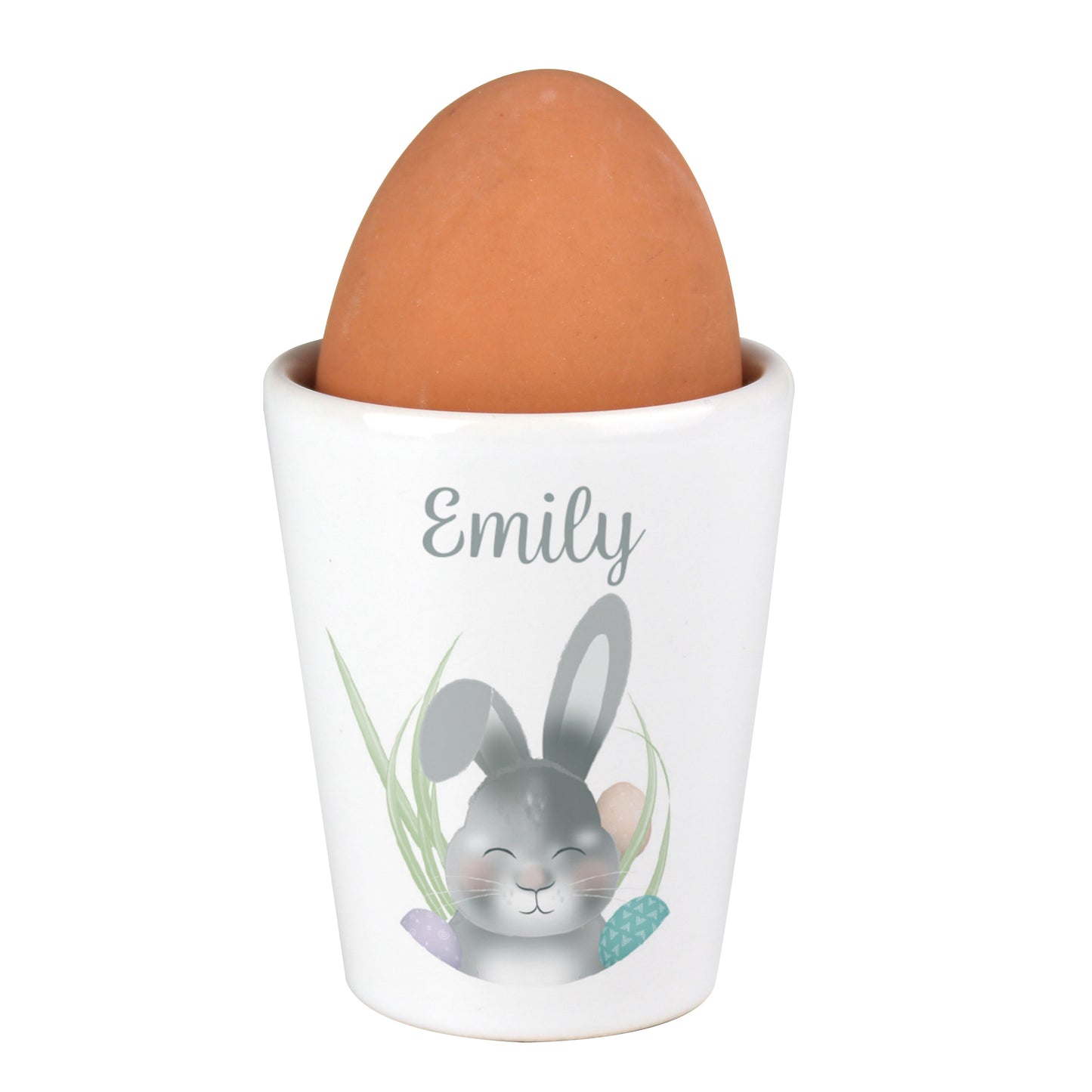 Personalised Grey Easter Bunny Egg Cup