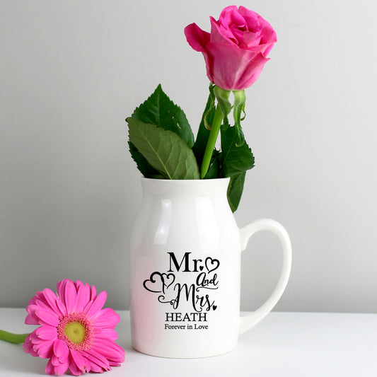 Personalised Mr & Mrs Flower Jug Vase