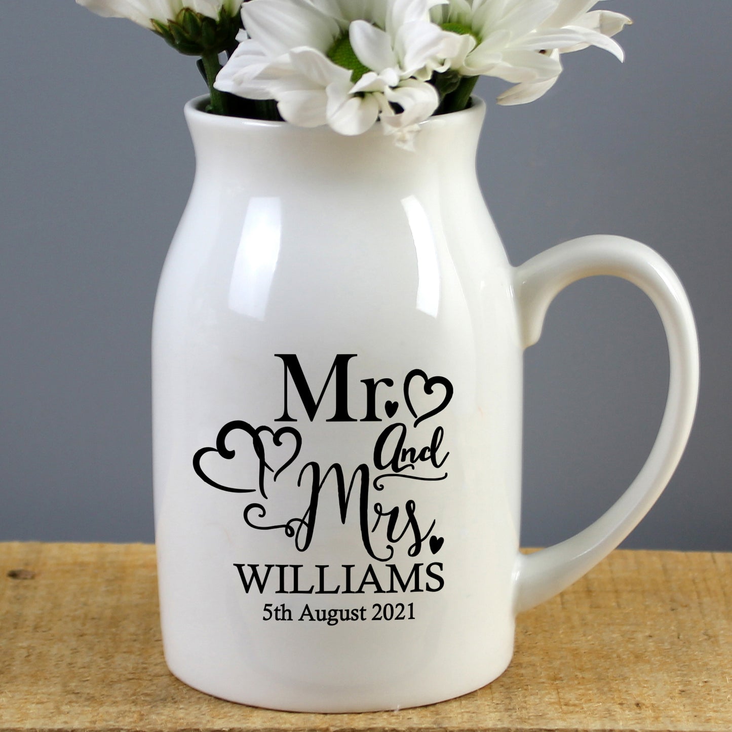 Personalised Mr & Mrs Flower Jug Vase