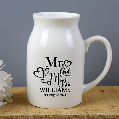 Personalised Mr & Mrs Flower Jug Vase