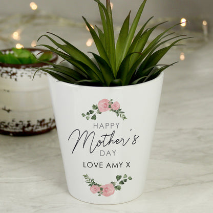 Personalised Abstract Rose Happy Mothers Day Plant Pot