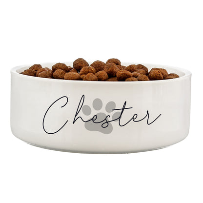 Personalised Grey Paw Print Name 15cm Medium Pet Bowl