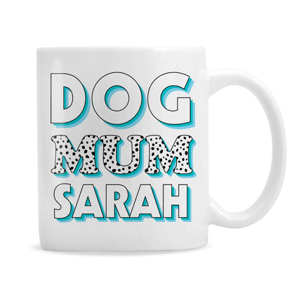 Personalised Dog Mum Blue Spots Mug