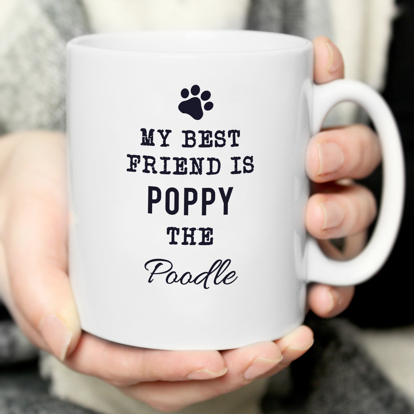 Personalised Paw Print Dog Breed Mug