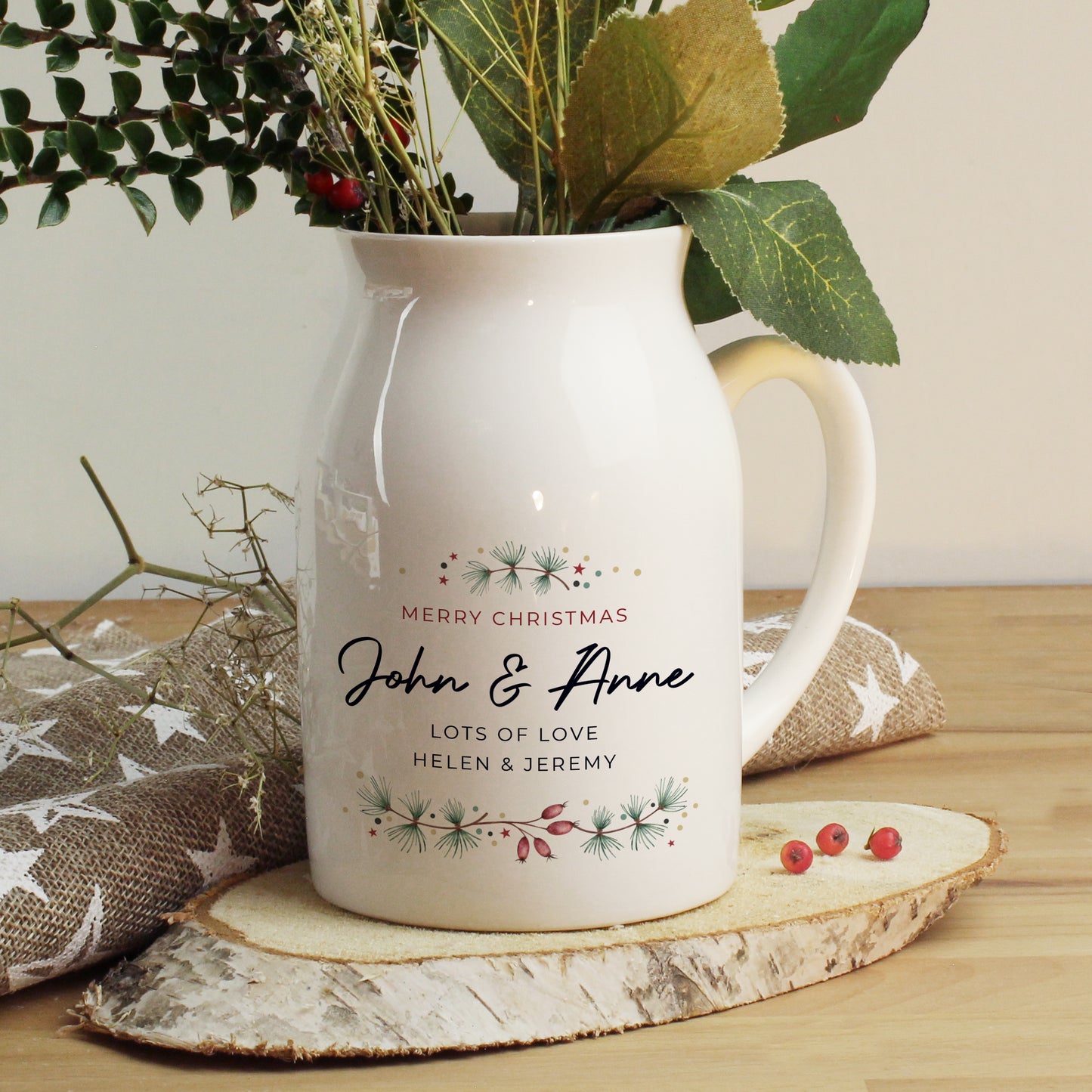 Personalised Christmas Flower Jug