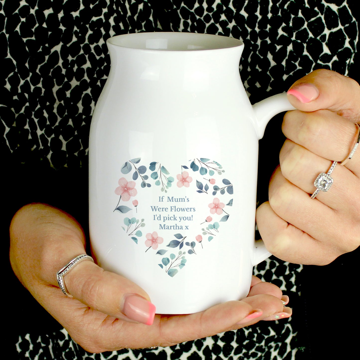 Personalised Floral Heart Flower Jug