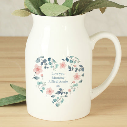 Personalised Floral Heart Flower Jug