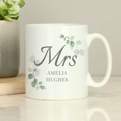 Personalised Botanical Mrs Mug