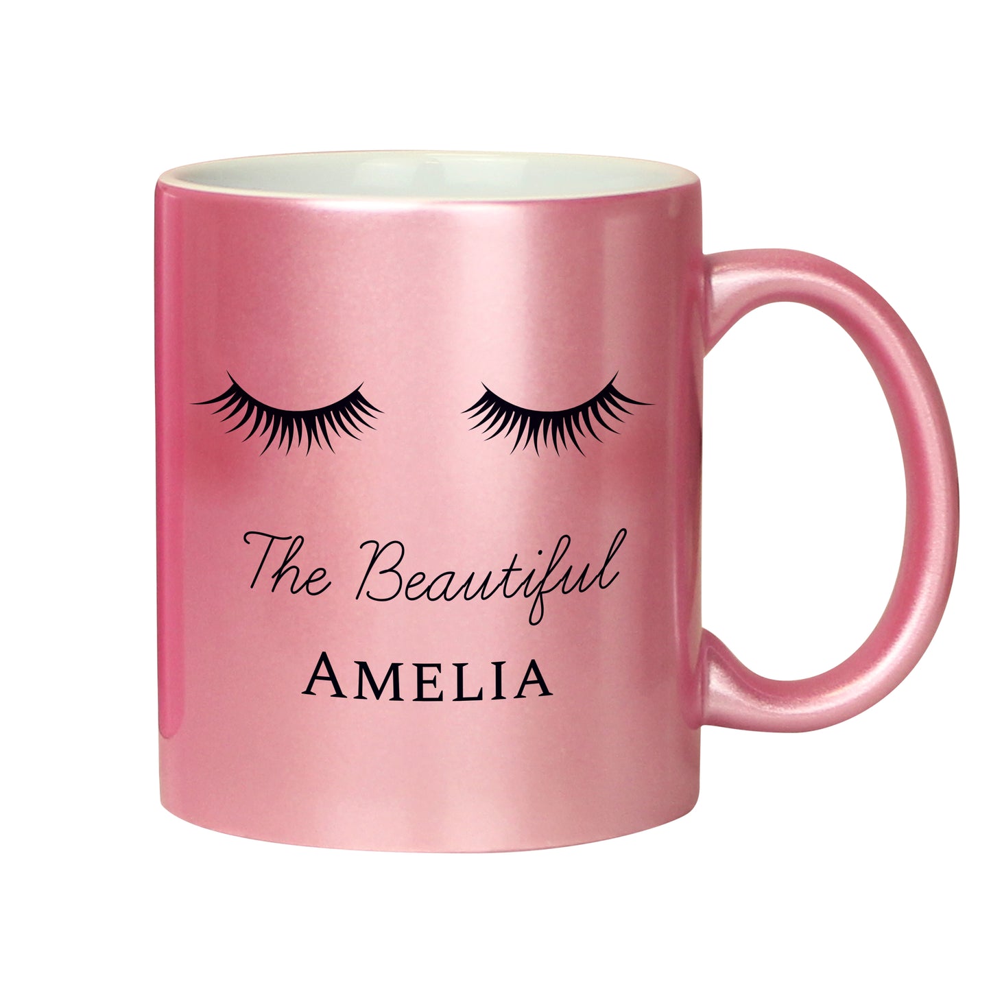 Personalised Eyelashes Pink Glitter Mug