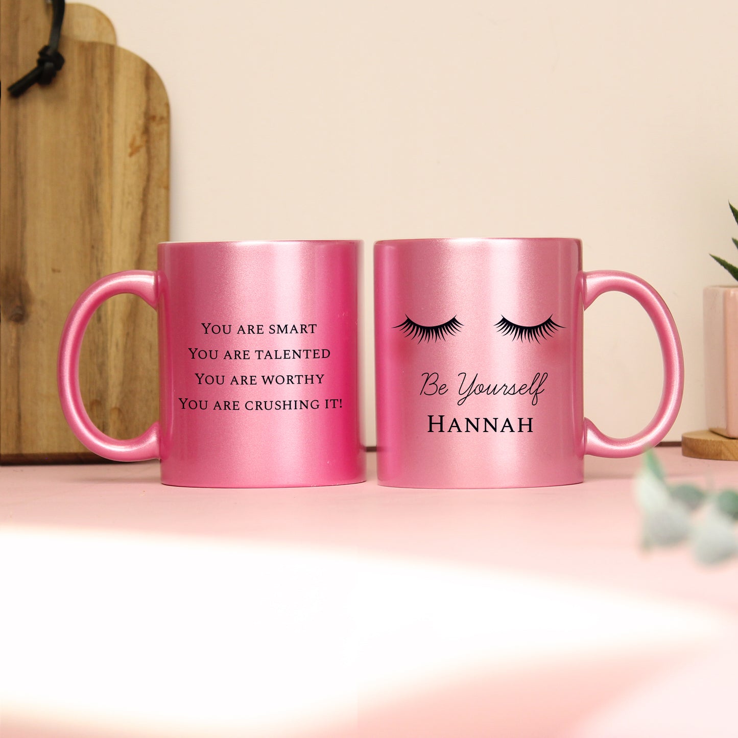 Personalised Eyelashes Pink Glitter Mug