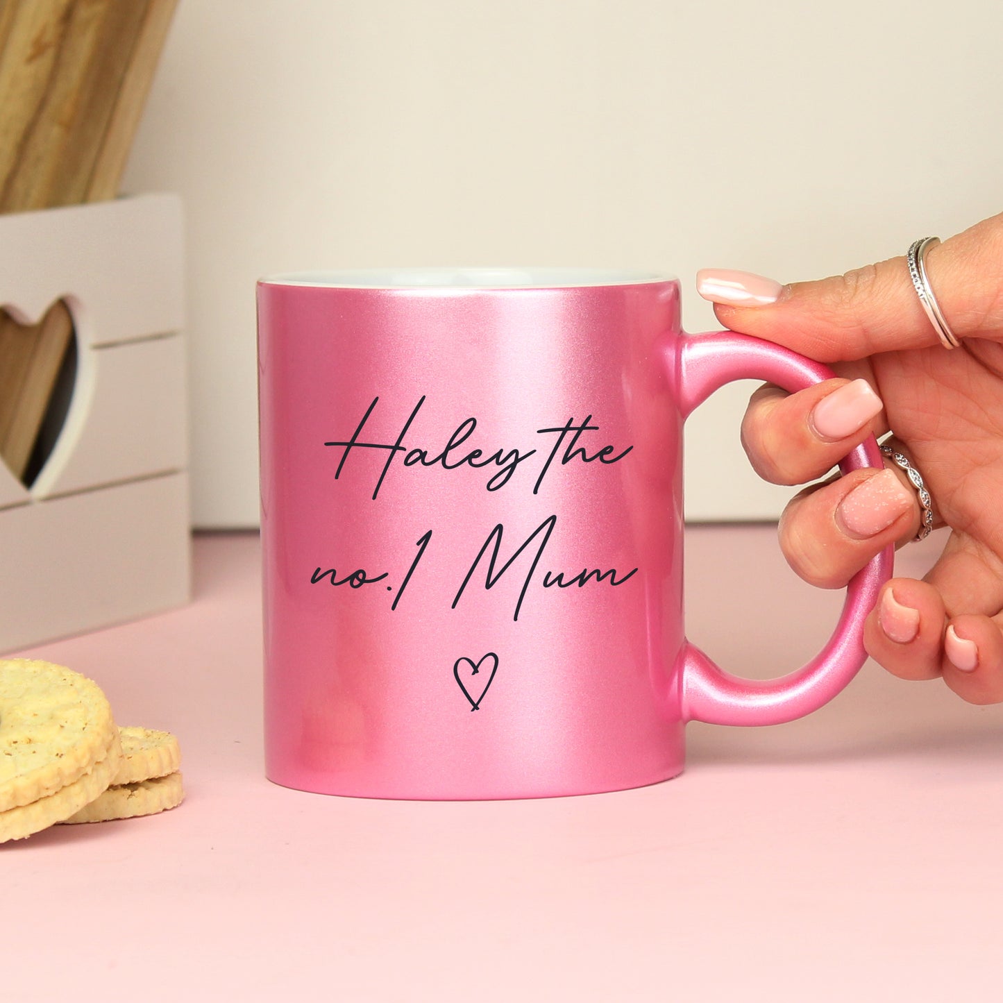 Personalised Pink Glitter Mug