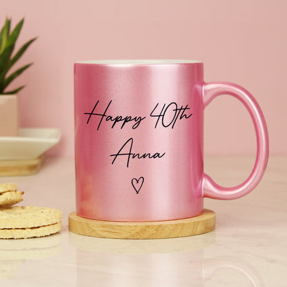 Personalised Pink Glitter Mug