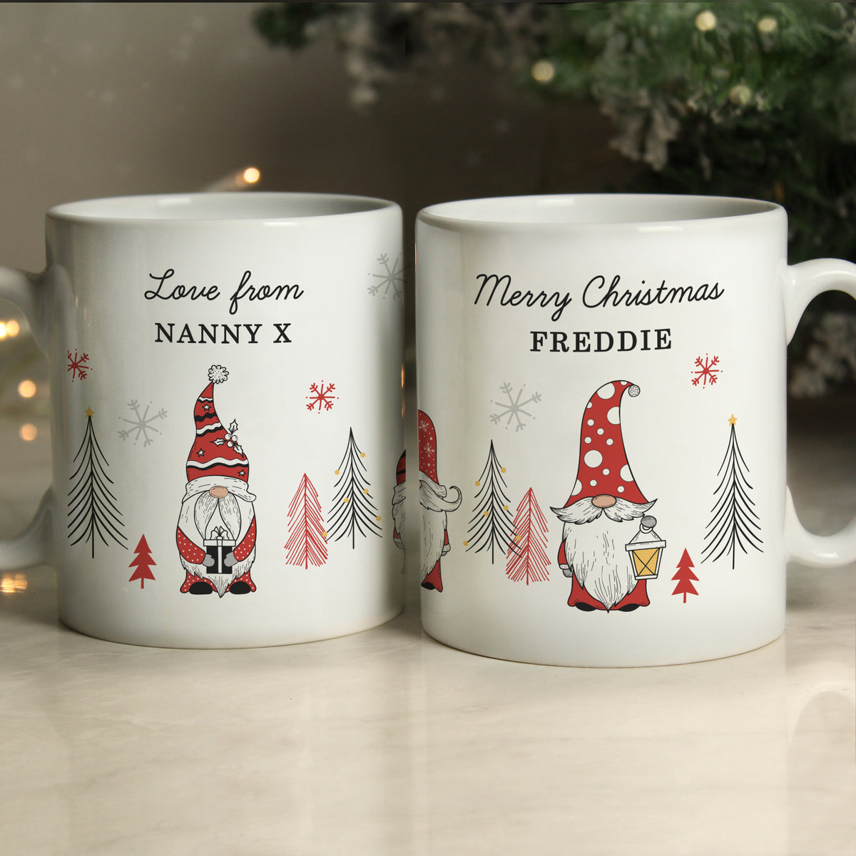 Personalised Christmas Gonk Pattern Mug