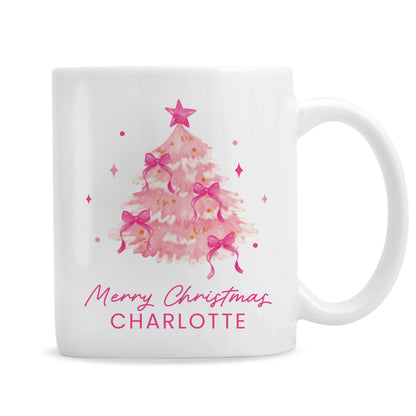 Personalised Pink Christmas Tree Mug